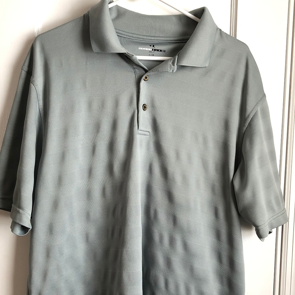 Men's Grand Slam Striped Golf Polo Shirt- Green